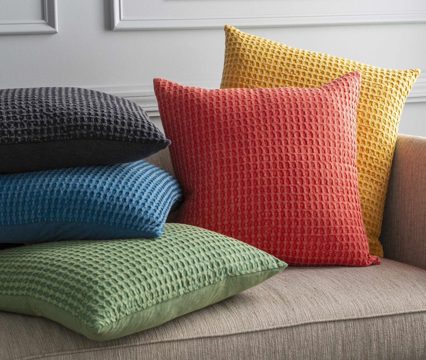 Peach Modern Textured Cotton Square Throw Pillow - The Rug Decor