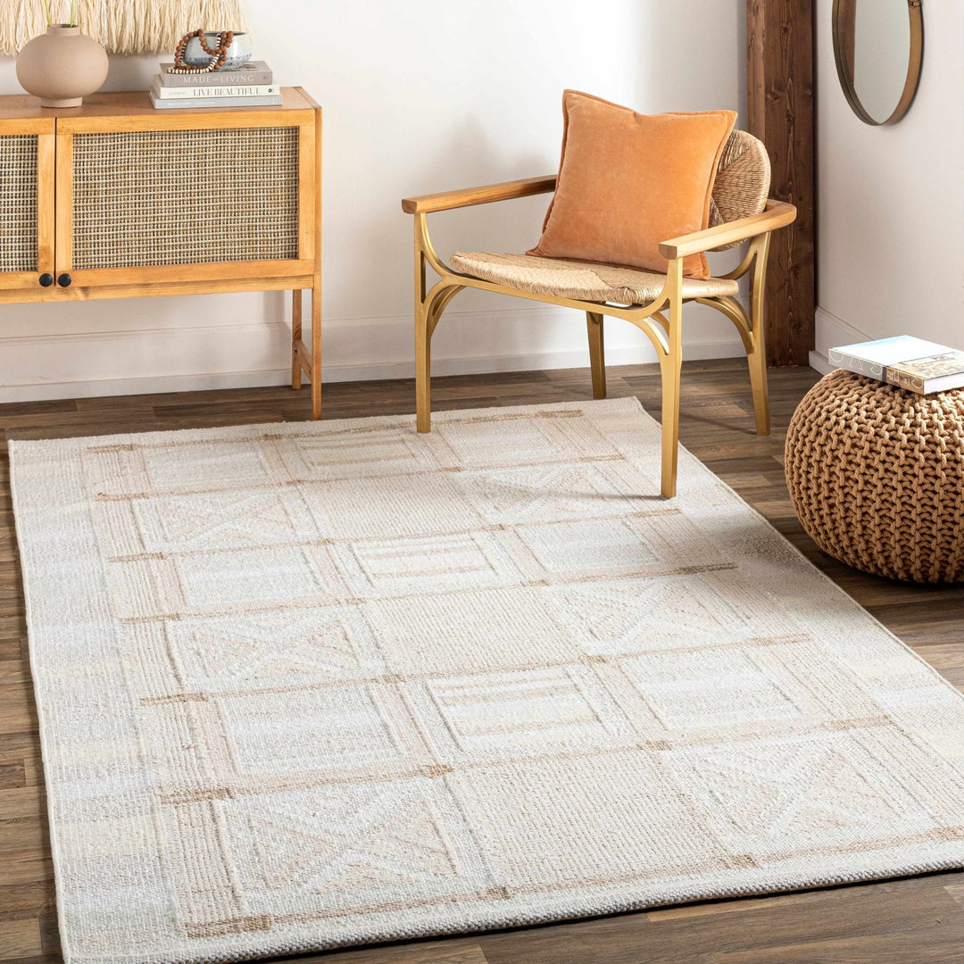 Pearcedale Modern Geometrical Design Ivory And Beige Area Rug - The Rug Decor