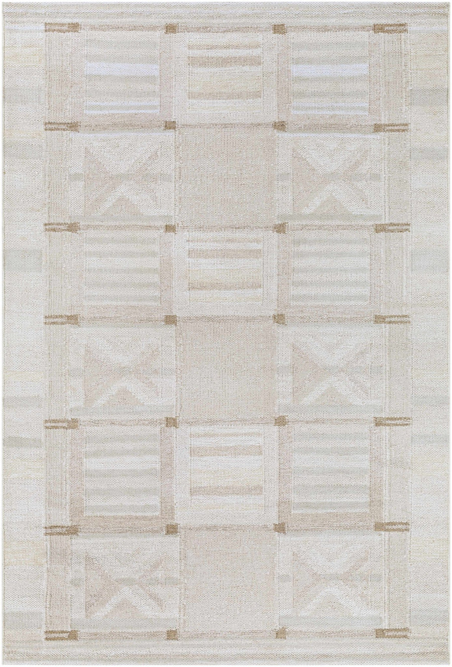 Pearcedale Modern Geometrical Design Ivory And Beige Area Rug - The Rug Decor