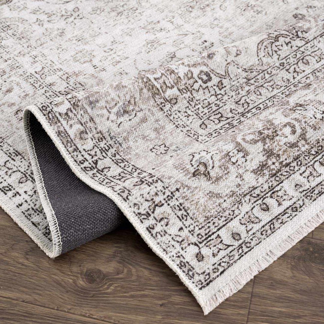 Pearl Traditional Brown And Ivory Washable Area Rug - The Rug Decor