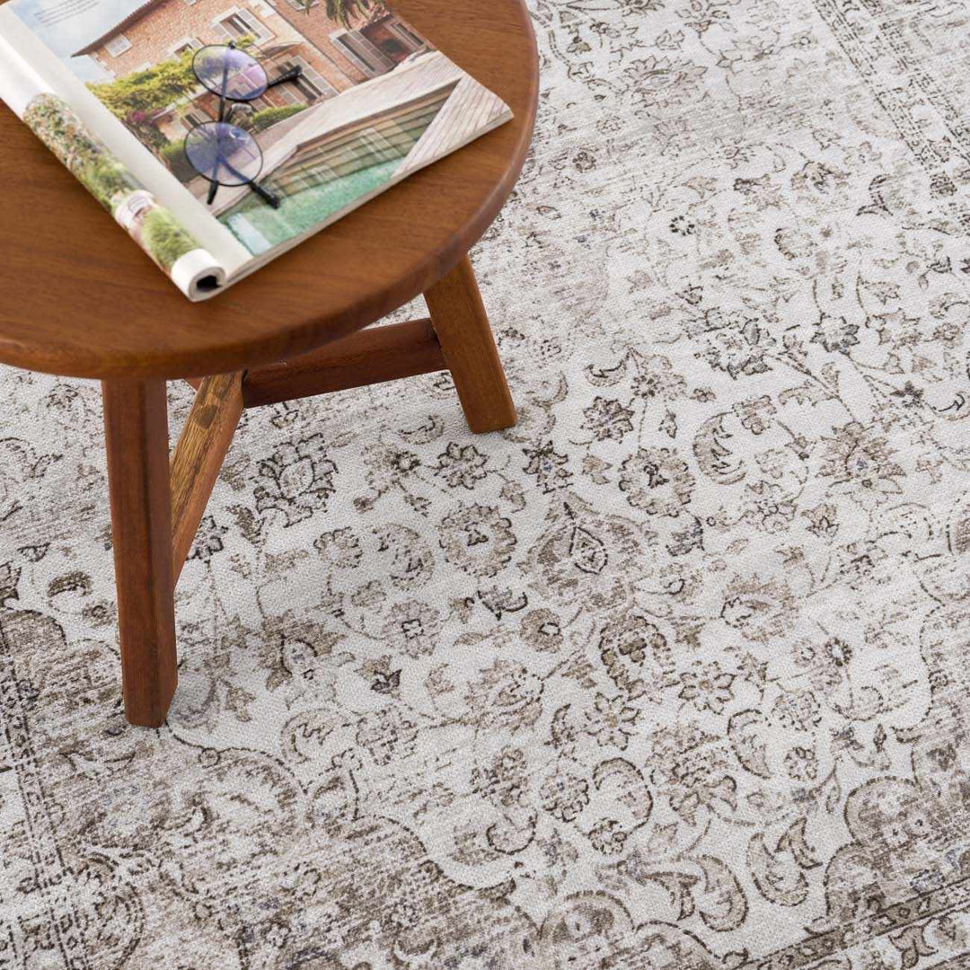Pearl Traditional Brown And Ivory Washable Area Rug - The Rug Decor