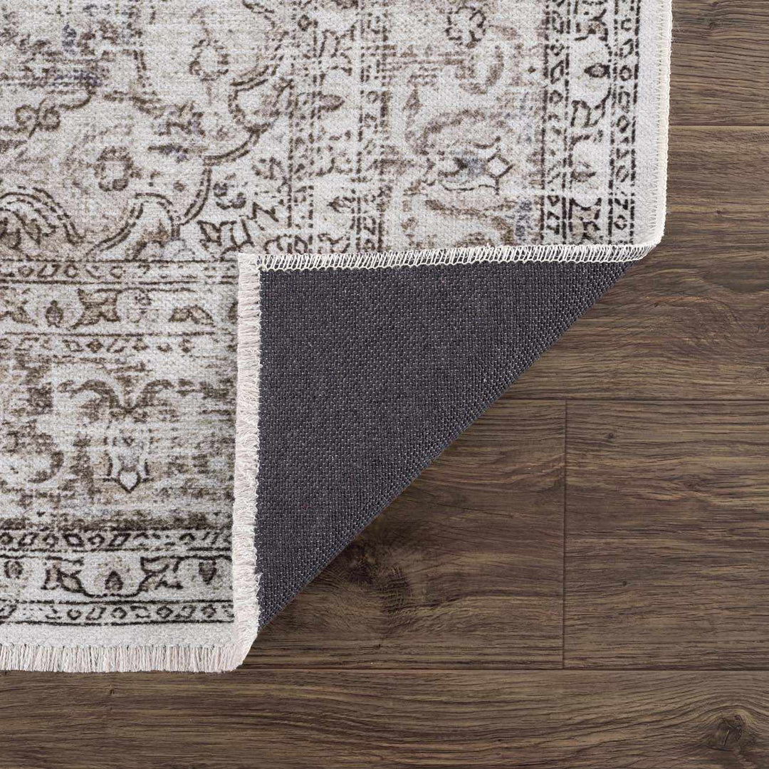 Pearl Traditional Brown And Ivory Washable Area Rug - The Rug Decor