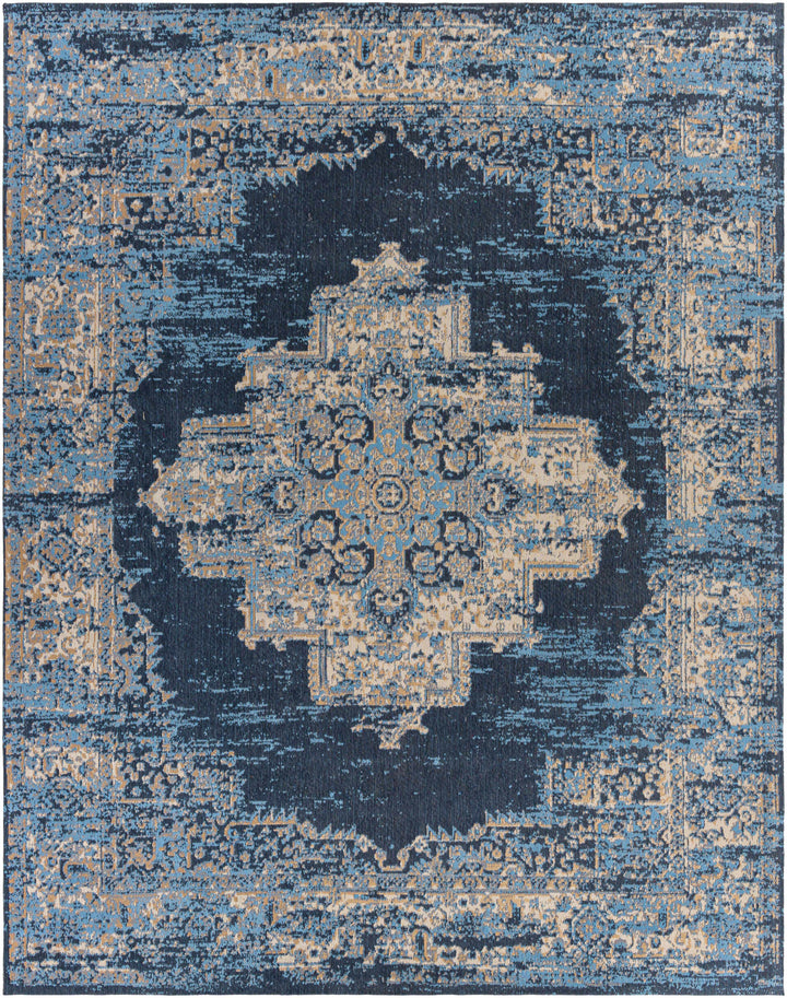 Peckville Traditional Style Blue And Beige Hand Woven Area Rug