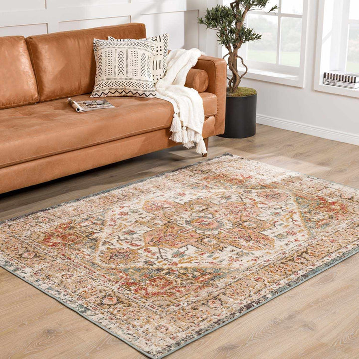 Peeta Traditional Design Red Machine Woven Rug - The Rug Decor