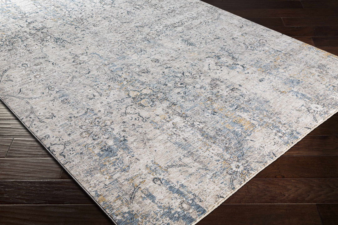 Contemporary Abstract Gray Machine Woven Rug