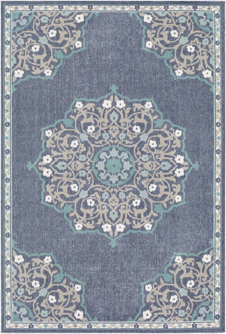 Penland Traditional Style Beige And Blue Outdoor Area Rug