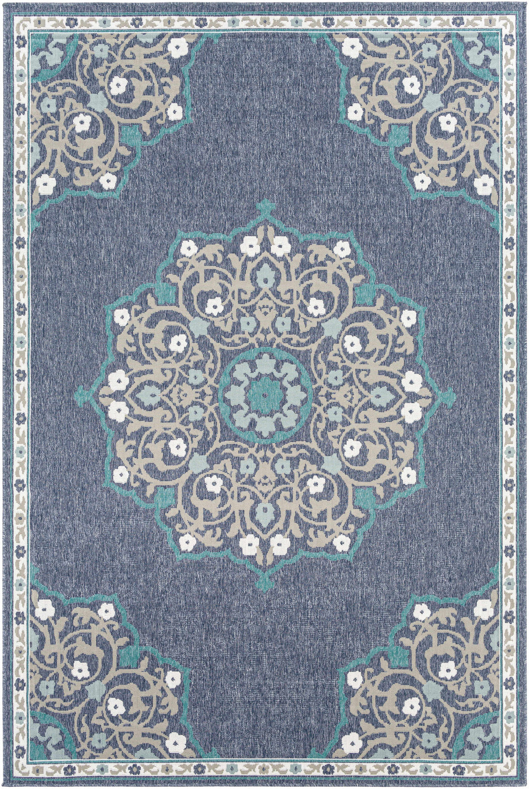 Penland Traditional Style Beige And Blue Outdoor Area Rug