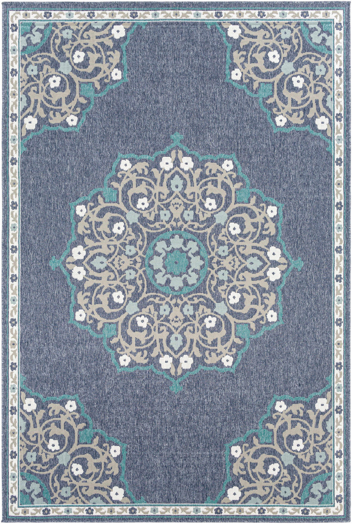 Penland Traditional Style Beige And Blue Outdoor Area Rug