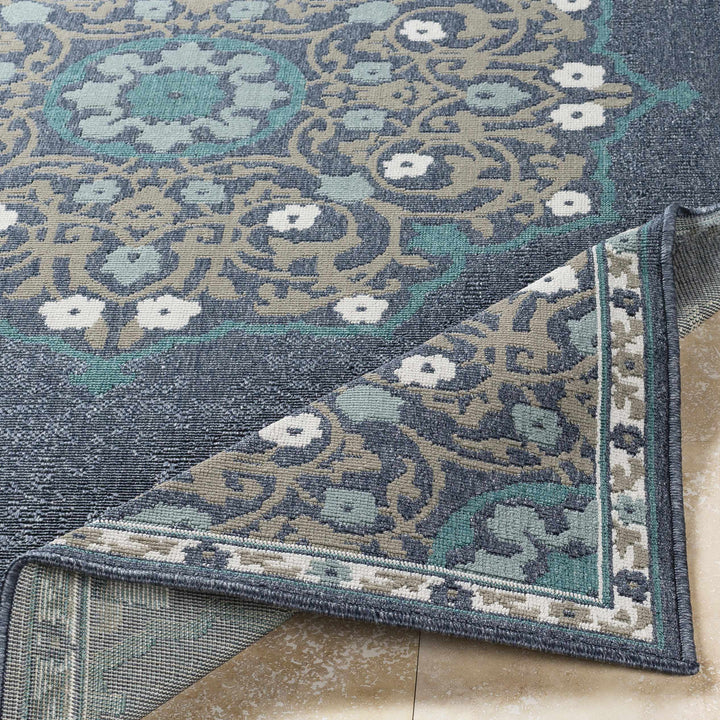 Penland Traditional Style Beige And Blue Outdoor Area Rug