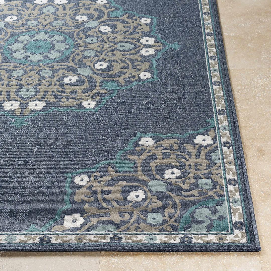 Penland Traditional Style Beige And Blue Outdoor Area Rug