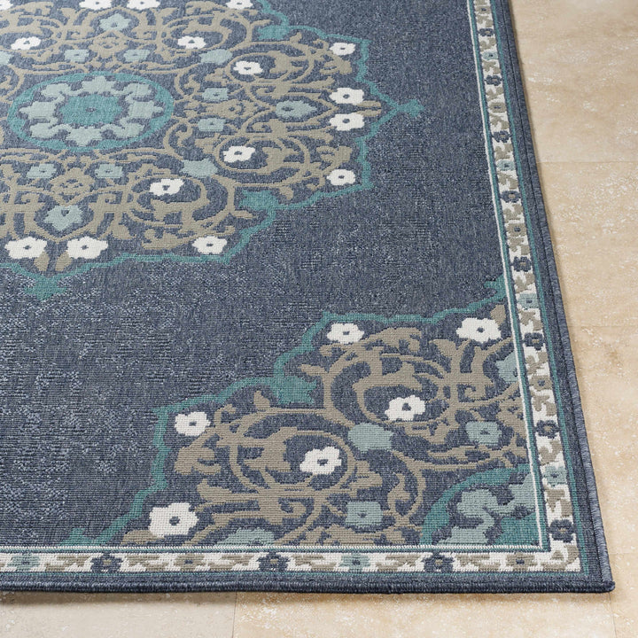 Penland Traditional Style Beige And Blue Outdoor Area Rug