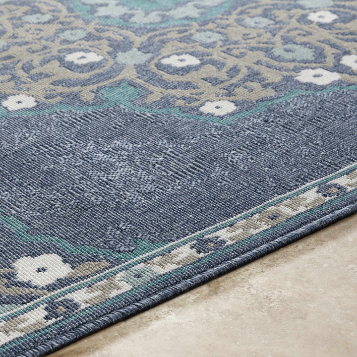 Penland Traditional Style Beige And Blue Outdoor Area Rug