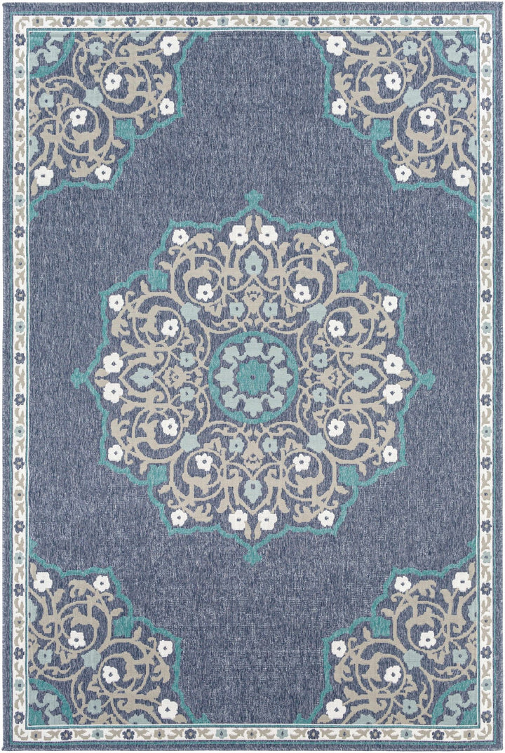 Penland Traditional Style Beige And Blue Outdoor Area Rug - The Rug Decor