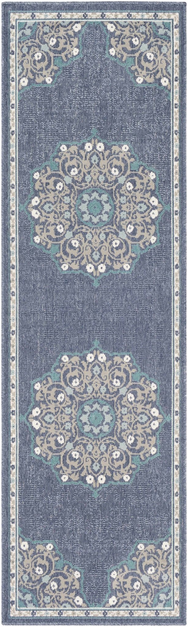 Penland Traditional Style Beige And Blue Outdoor Area Rug - The Rug Decor