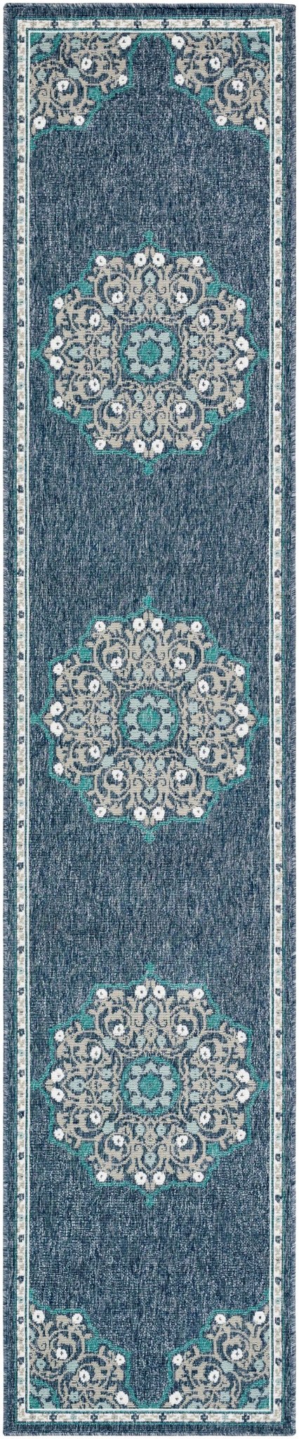 Penland Traditional Style Beige And Blue Outdoor Area Rug - The Rug Decor
