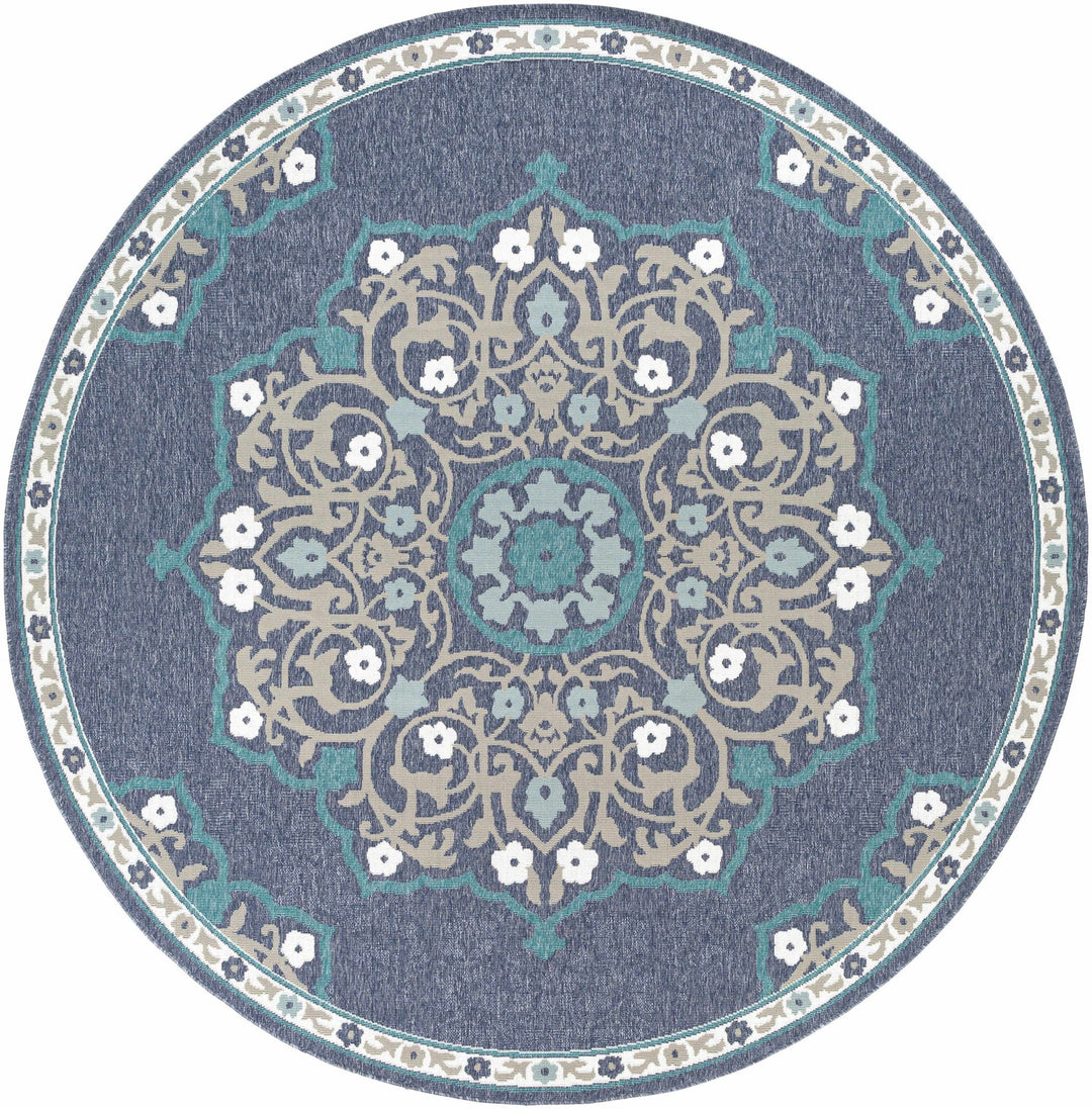 Penland Traditional Style Beige And Blue Outdoor Area Rug - The Rug Decor