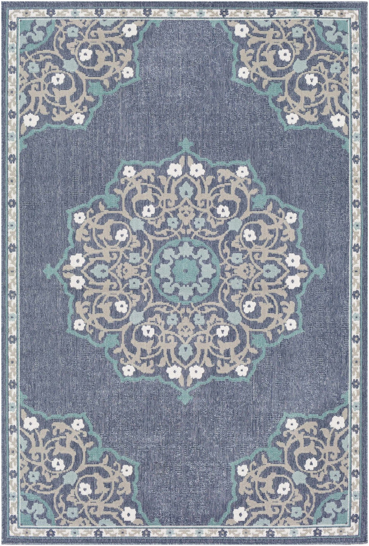 Penland Traditional Style Beige And Blue Outdoor Area Rug - The Rug Decor