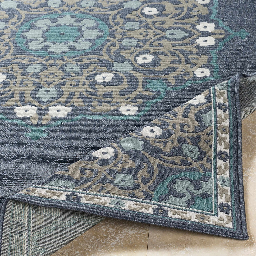 Penland Traditional Style Beige And Blue Outdoor Area Rug - The Rug Decor