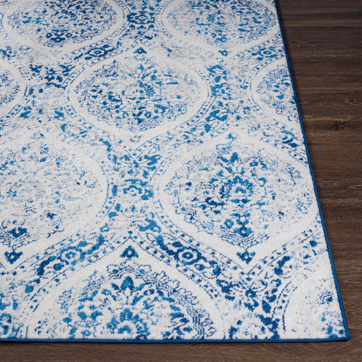 Penrhyndeudraeth Traditional Style Blue And Ivory Area Rug - The Rug Decor