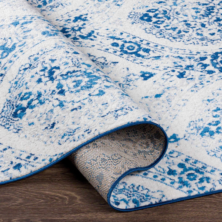 Penrhyndeudraeth Traditional Style Blue And Ivory Area Rug - The Rug Decor