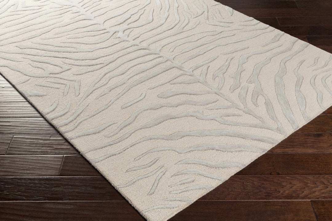 Peora Zebra Print Ivory And Gray Hand Tufted Wool Area Rug - The Rug Decor