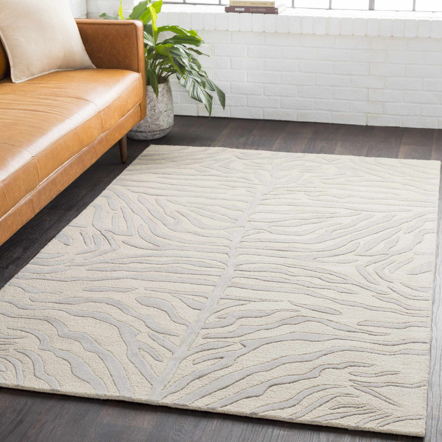 Peora Zebra Print Ivory And Gray Hand Tufted Wool Area Rug - The Rug Decor