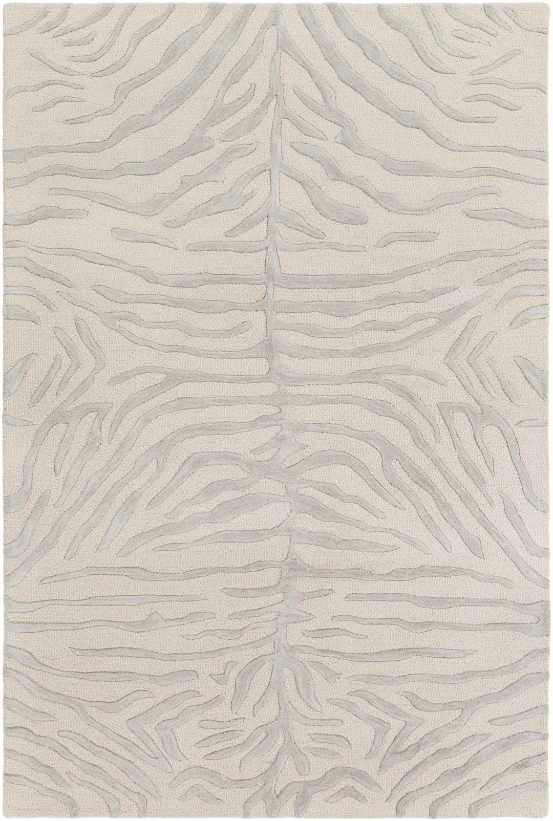 Peora Zebra Print Ivory And Gray Hand Tufted Wool Area Rug - The Rug Decor