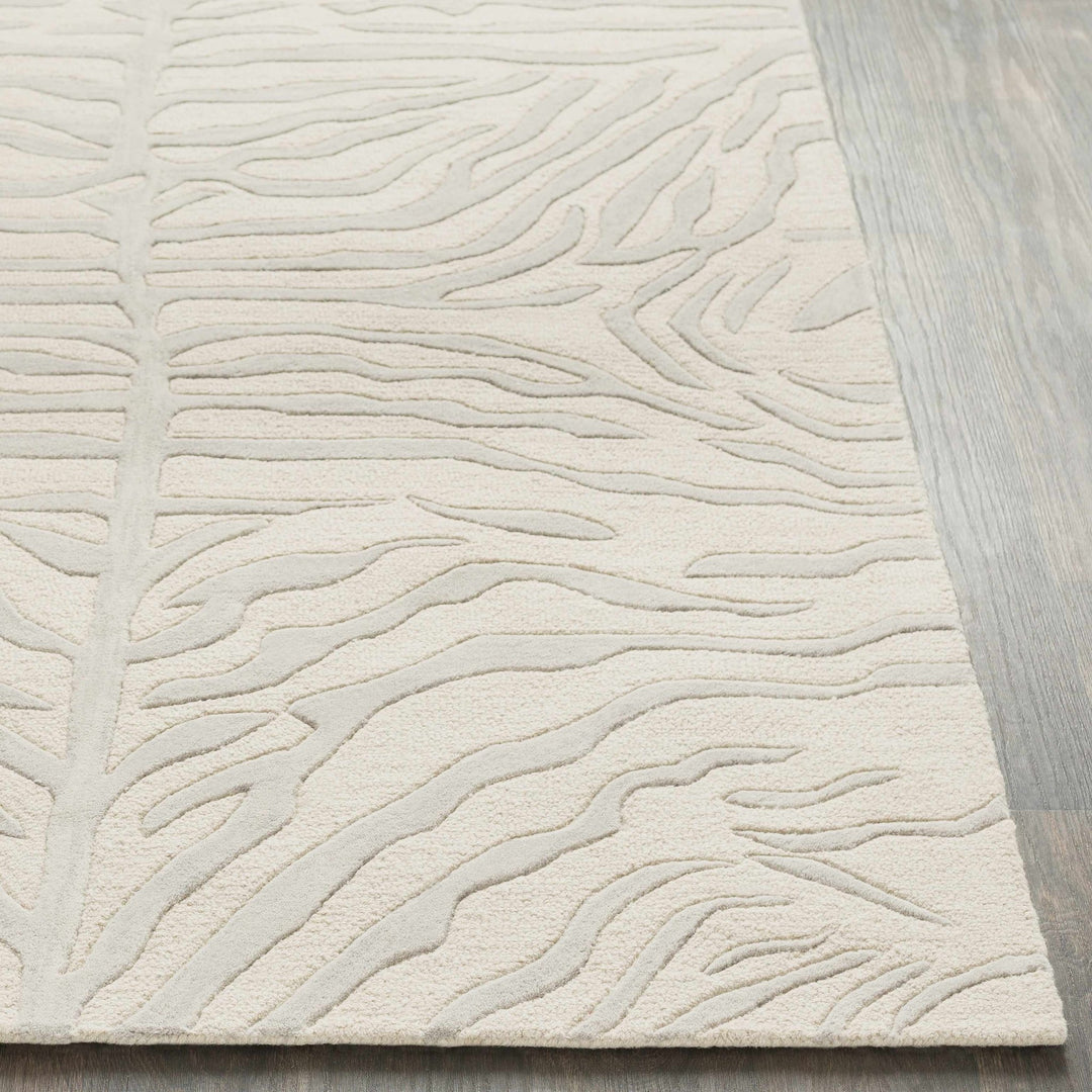 Peora Zebra Print Ivory And Gray Hand Tufted Wool Area Rug - The Rug Decor