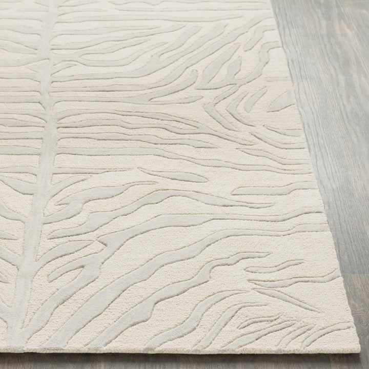 Peora Zebra Print Ivory And Gray Hand Tufted Wool Area Rug - The Rug Decor