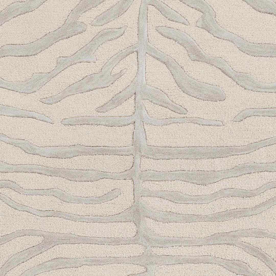Peora Zebra Print Ivory And Gray Hand Tufted Wool Area Rug - The Rug Decor