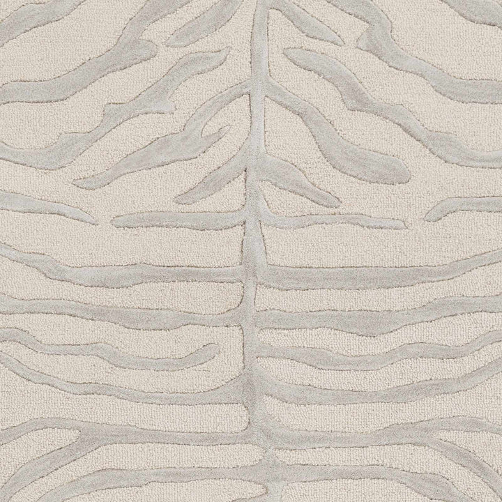 Peora Zebra Print Ivory And Gray Hand Tufted Wool Area Rug - The Rug Decor