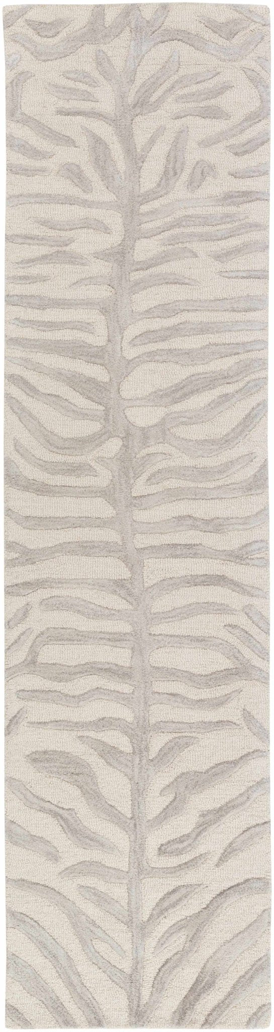 Peora Zebra Print Ivory And Gray Hand Tufted Wool Area Rug - The Rug Decor