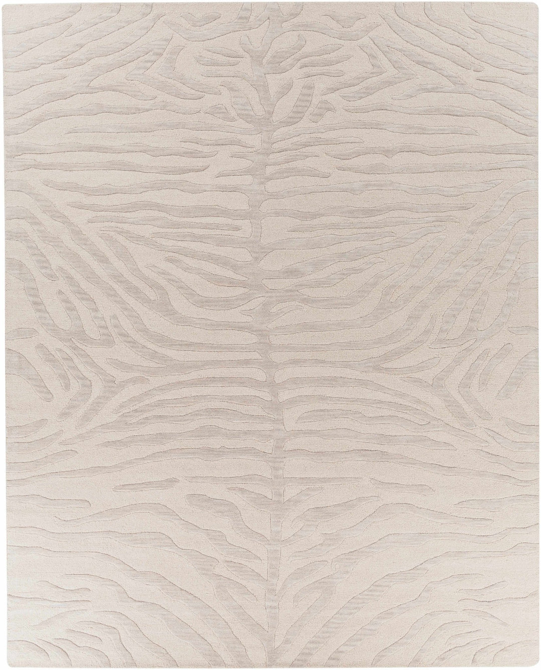 Peora Zebra Print Ivory And Gray Hand Tufted Wool Area Rug - The Rug Decor
