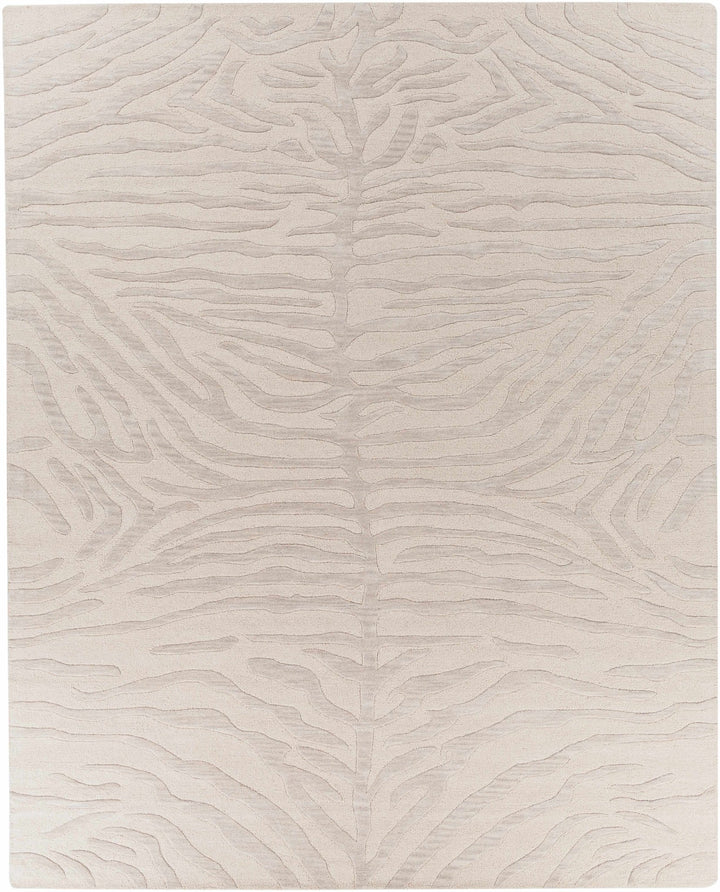 Peora Zebra Print Ivory And Gray Hand Tufted Wool Area Rug - The Rug Decor