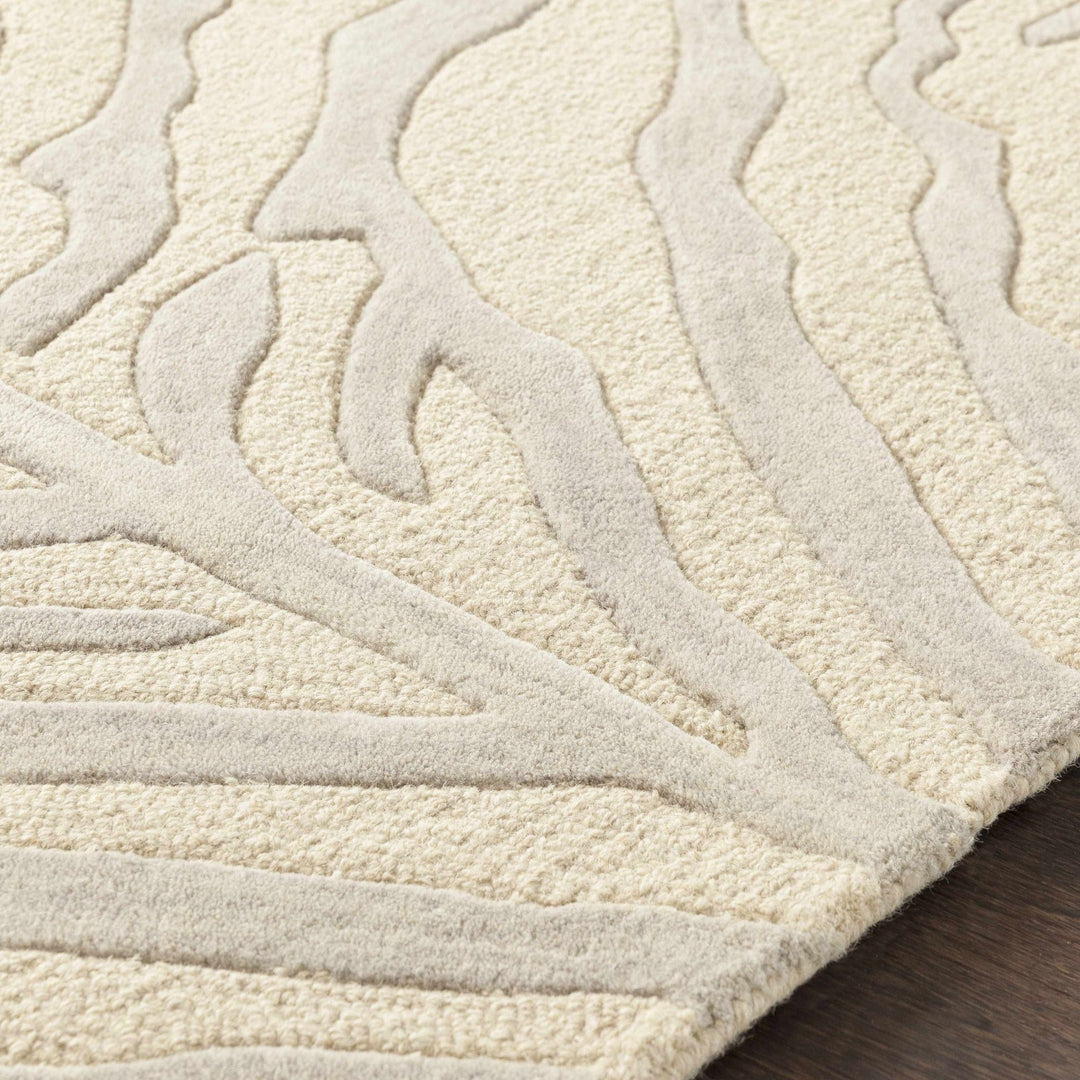 Peora Zebra Print Ivory And Gray Hand Tufted Wool Area Rug - The Rug Decor