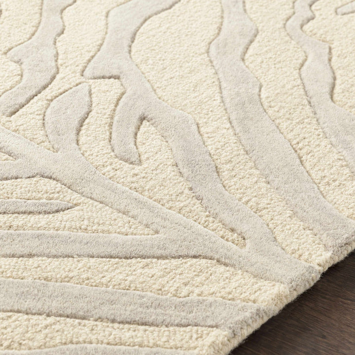 Peora Zebra Print Ivory And Gray Hand Tufted Wool Area Rug - The Rug Decor