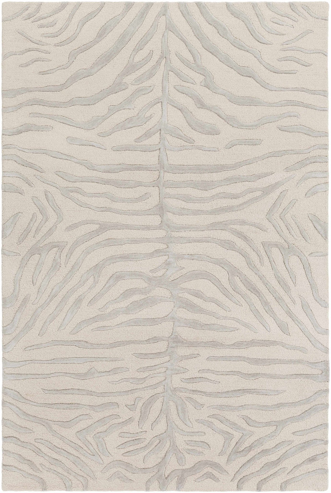 Peora Zebra Print Ivory And Gray Hand Tufted Wool Area Rug - The Rug Decor