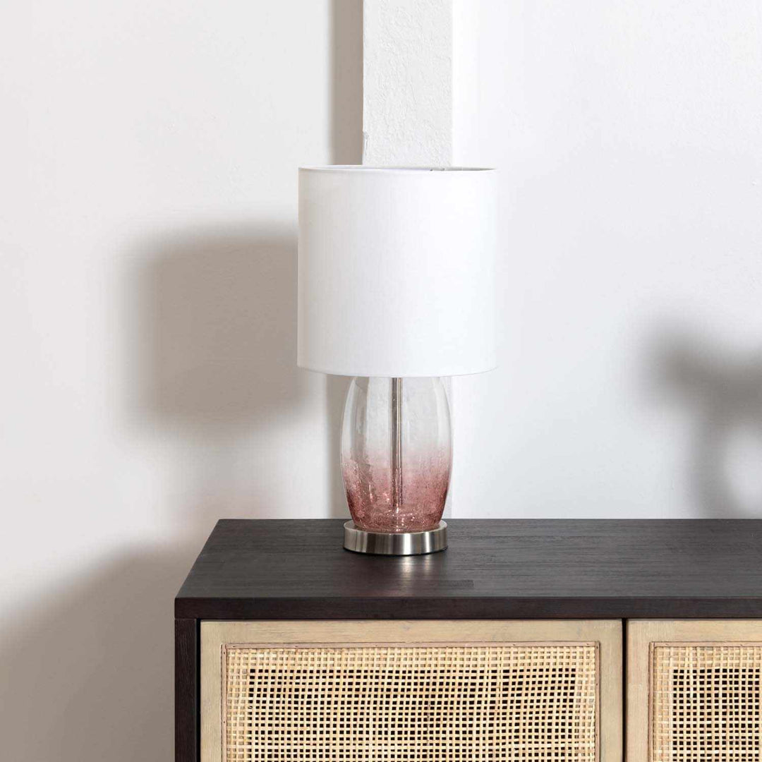 Pertek Pink & White Glass Table Lamp | Traditional Accent Lighting - The Rug Decor