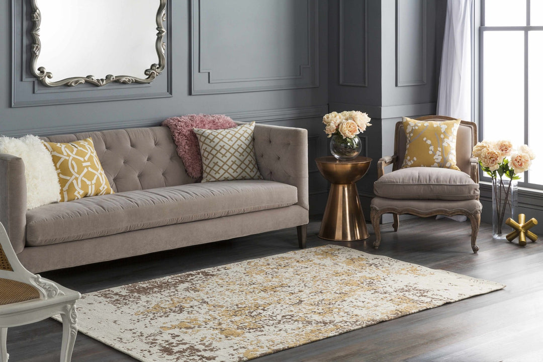 Peru Modern Abstract Beige And Mustard Area Rug - The Rug Decor
