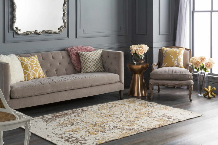 Peru Modern Abstract Beige And Mustard Area Rug - The Rug Decor