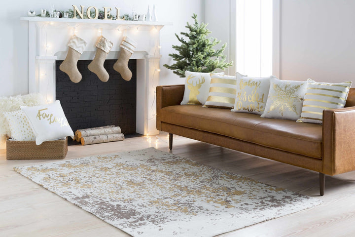 Peru Modern Abstract Beige And Mustard Area Rug - The Rug Decor