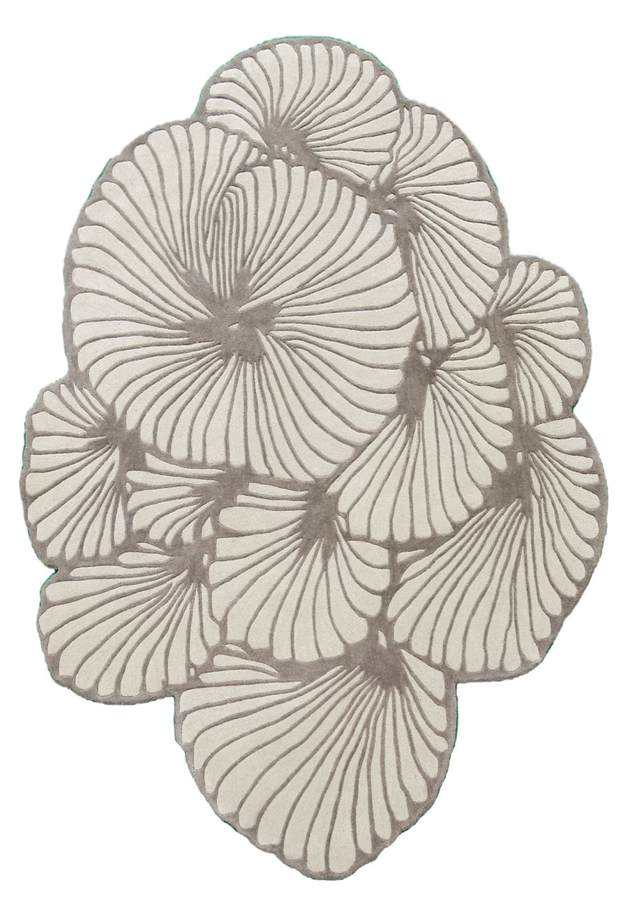 Petals Modern Floral Lace Beige Hand Tufted 5x7 Wool Rug - The Rug Decor