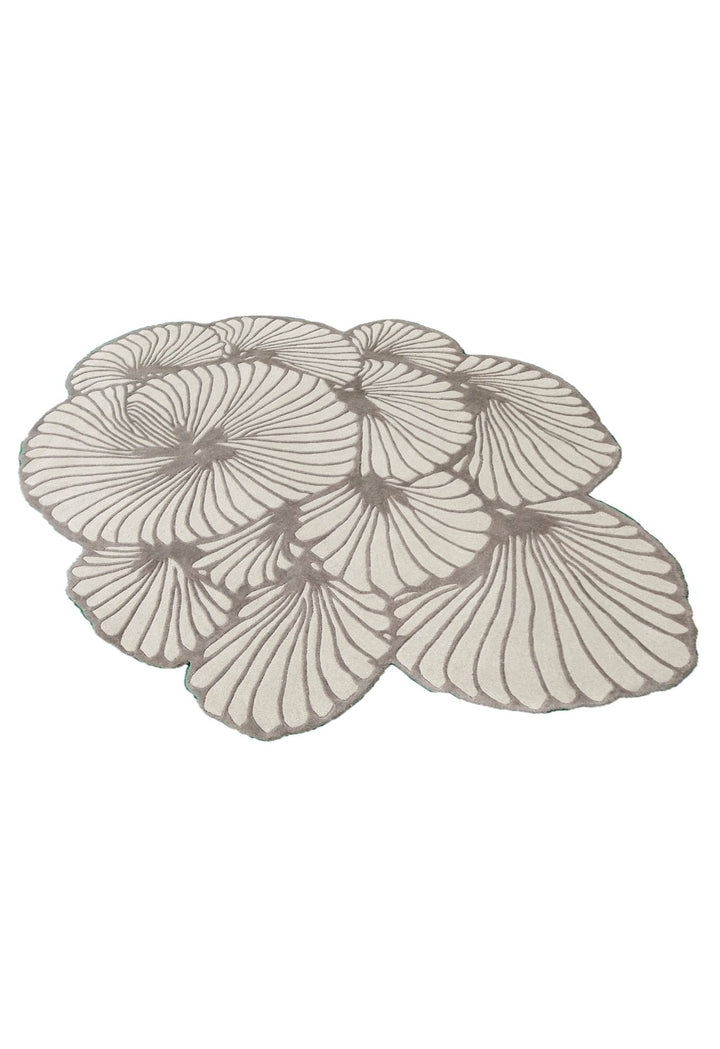 Petals Modern Floral Lace Beige Hand Tufted 5x7 Wool Rug - The Rug Decor