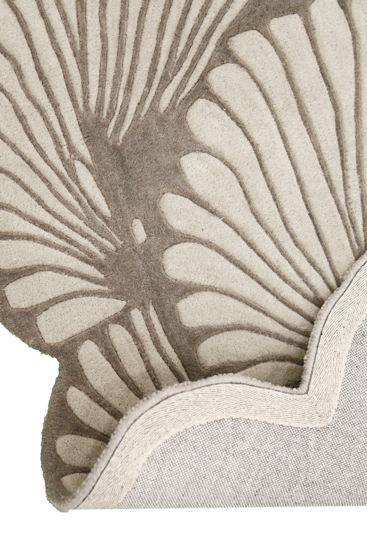 Petals Modern Floral Lace Beige Hand Tufted 5x7 Wool Rug - The Rug Decor