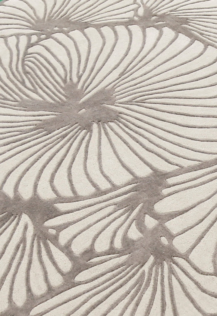 Petals Modern Floral Lace Beige Hand Tufted 5x7 Wool Rug - The Rug Decor