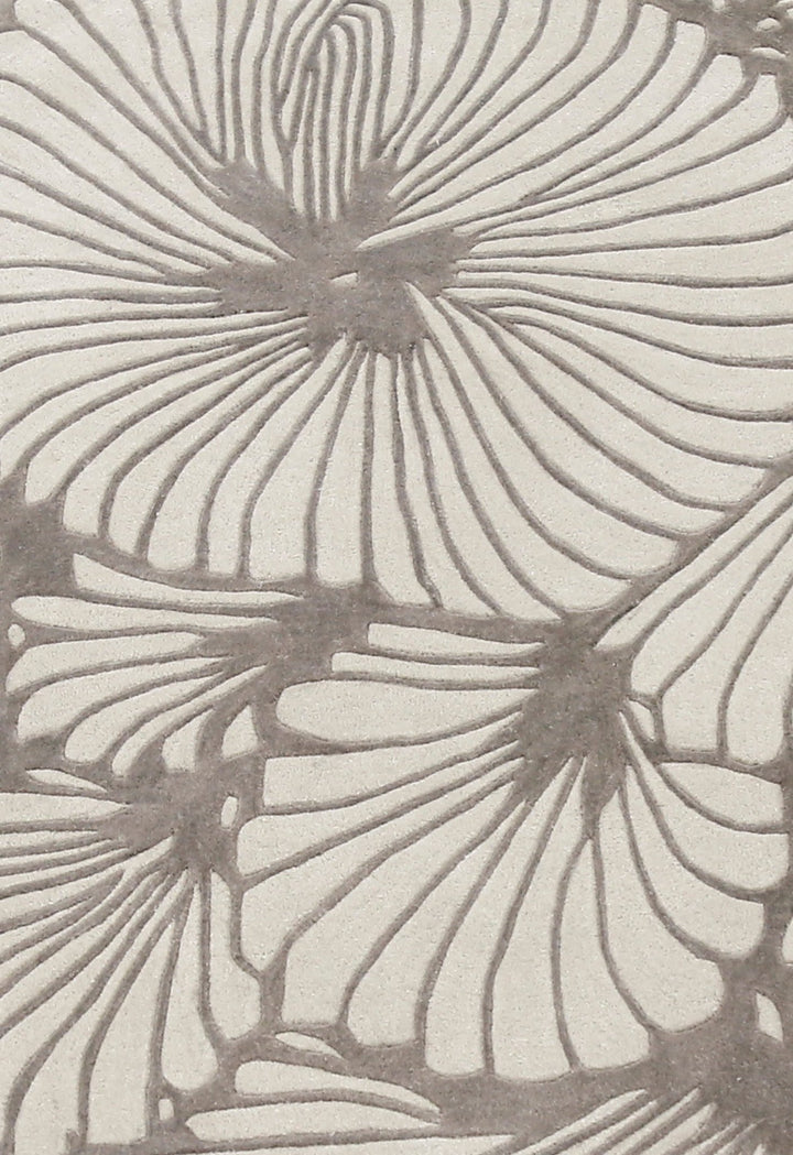 Petals Modern Floral Lace Beige Hand Tufted 5x7 Wool Rug - The Rug Decor