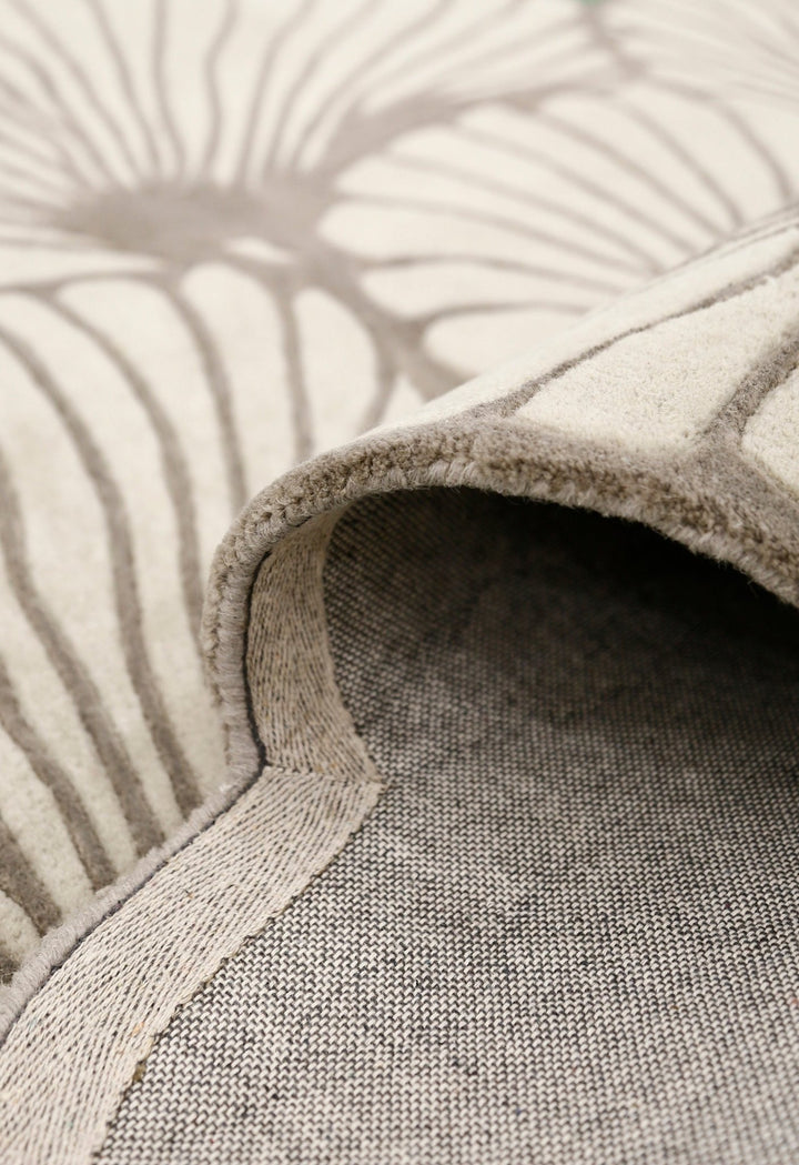 Petals Modern Floral Lace Beige Hand Tufted 5x7 Wool Rug - The Rug Decor
