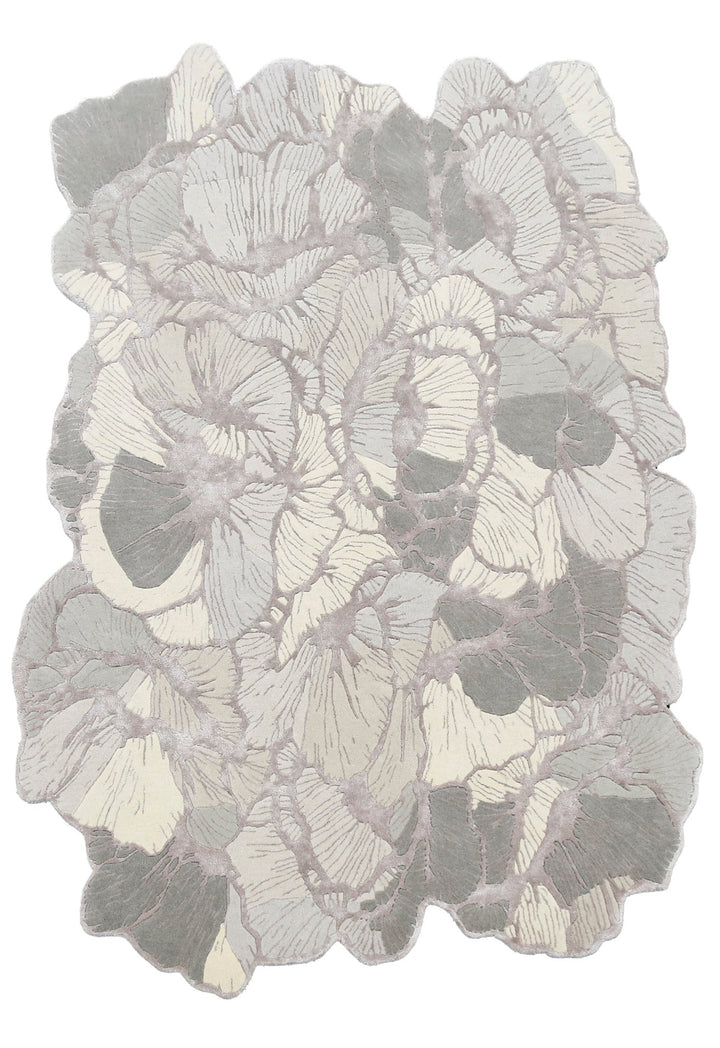Petals Modern Gray Hand Tufted 5x7 Wool Area Rug - The Rug Decor
