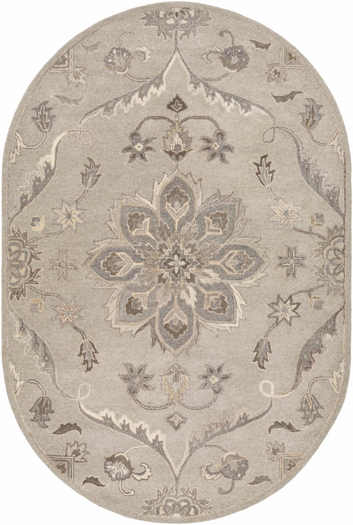 Peterstown Traditional Medallion Beige And Gray Wool Rug - The Rug Decor