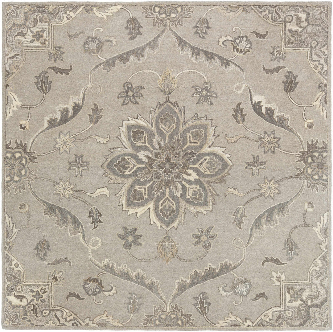 Peterstown Traditional Medallion Beige And Gray Wool Rug - The Rug Decor